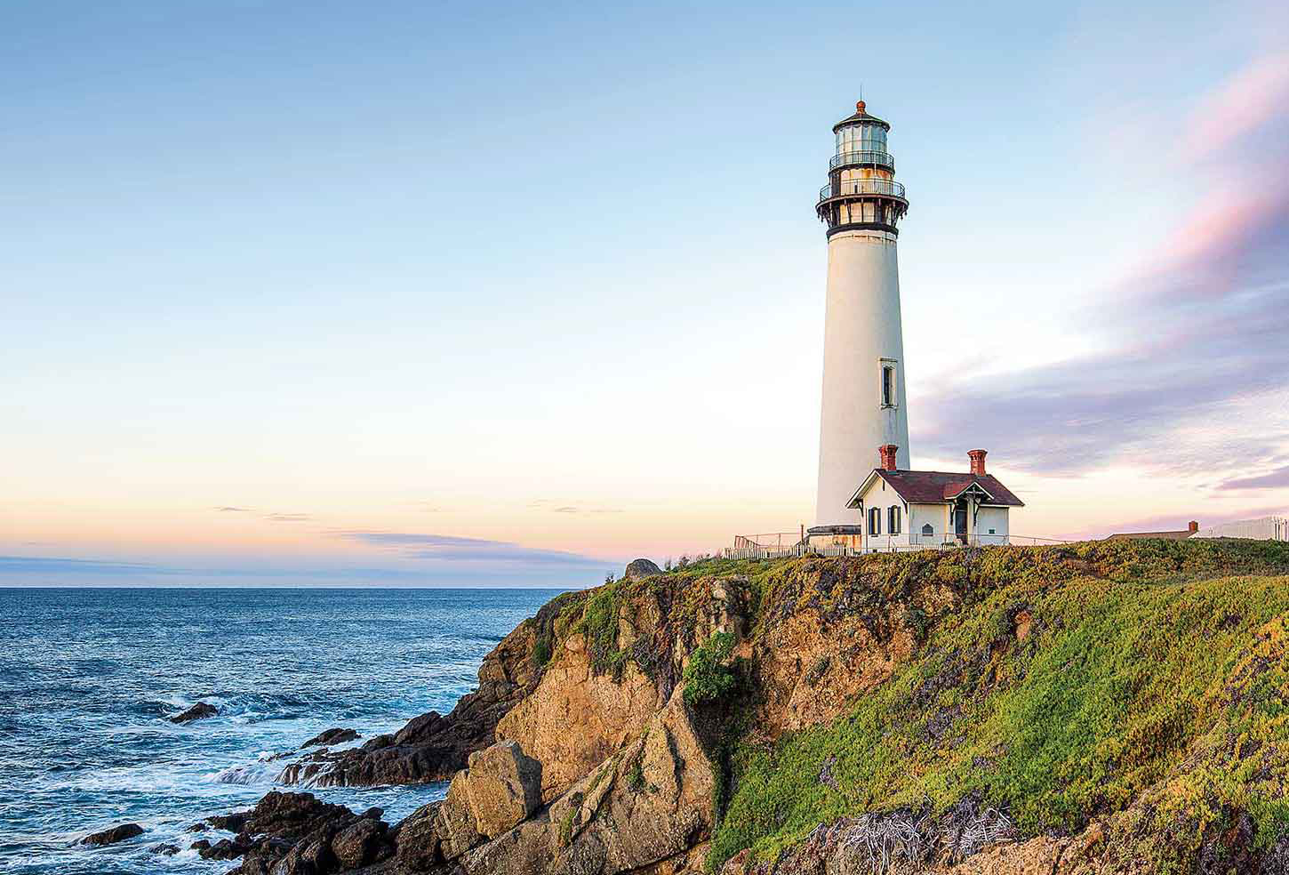 Coastal lighthouse overlooking the ocean