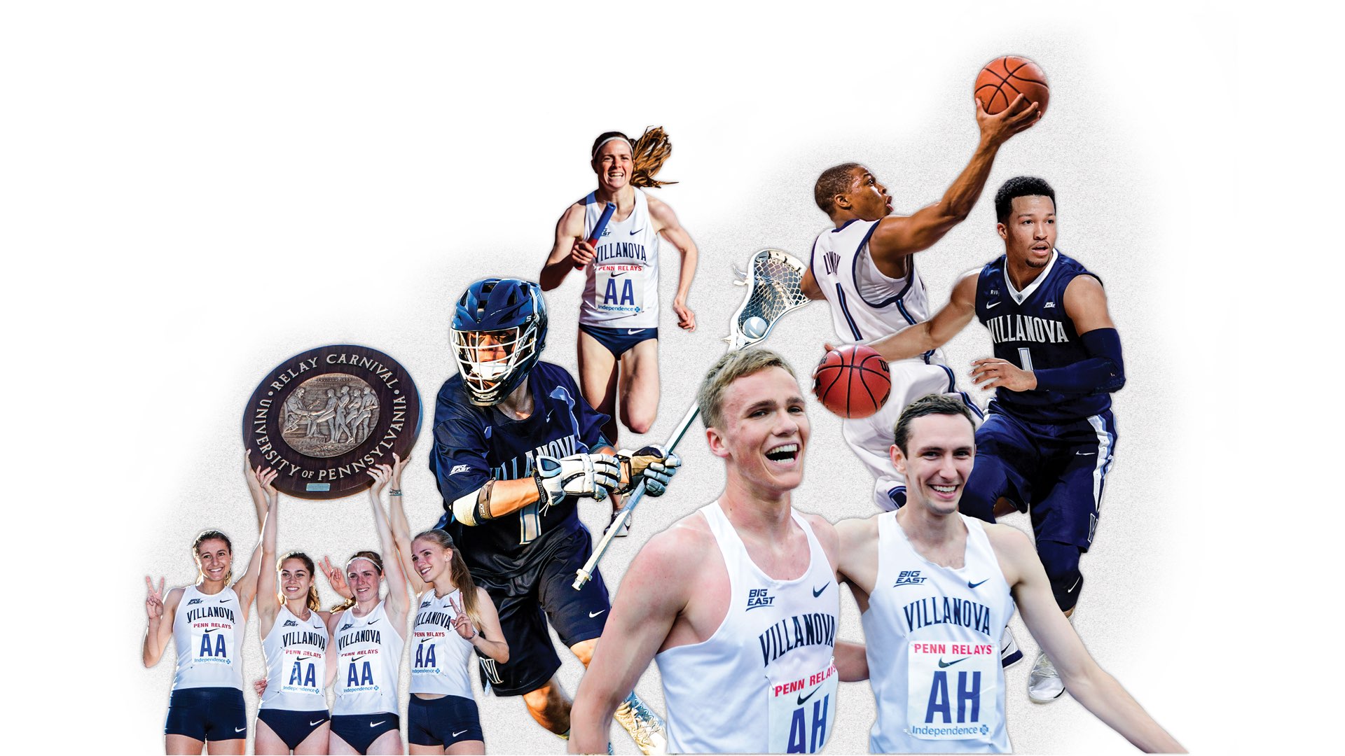 Collage of photos with Villanova University student-athletes.