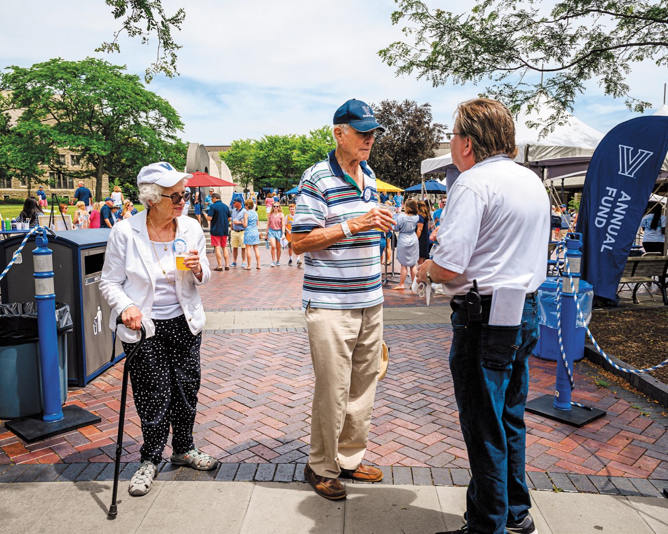 Older alums catching up at Reunion at the Riley Ellipse