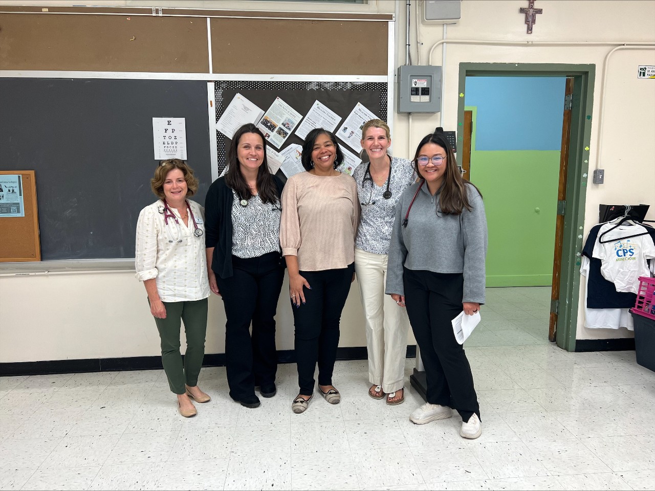 Villanova nursing faculty Becky Mueller and Anne Gregor, along with FCN students Sarah Finocchiaro and Deborah Toledo Batbatan, visited Jameka Walker at Catholic Partnership Schools. Villanova nursing faculty Becky Mueller and Anne Gregor, along with FCN students Sarah Finocchiaro and Deborah Toledo Batbatan, visited Jameka Walker at Catholic Partnership Schools.