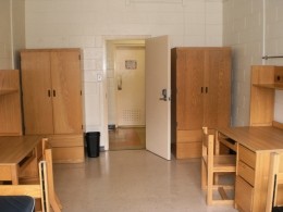 Delurey Hall double room View of two desks and two wardrobes in a Delurey Hall double room.