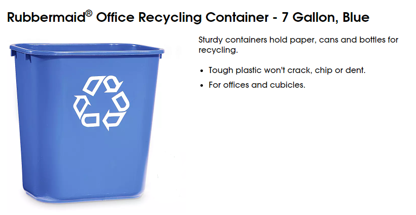 Rubbermaid 7gal blue mixed recycling Rubbermaid 7gal blue mixed recycling