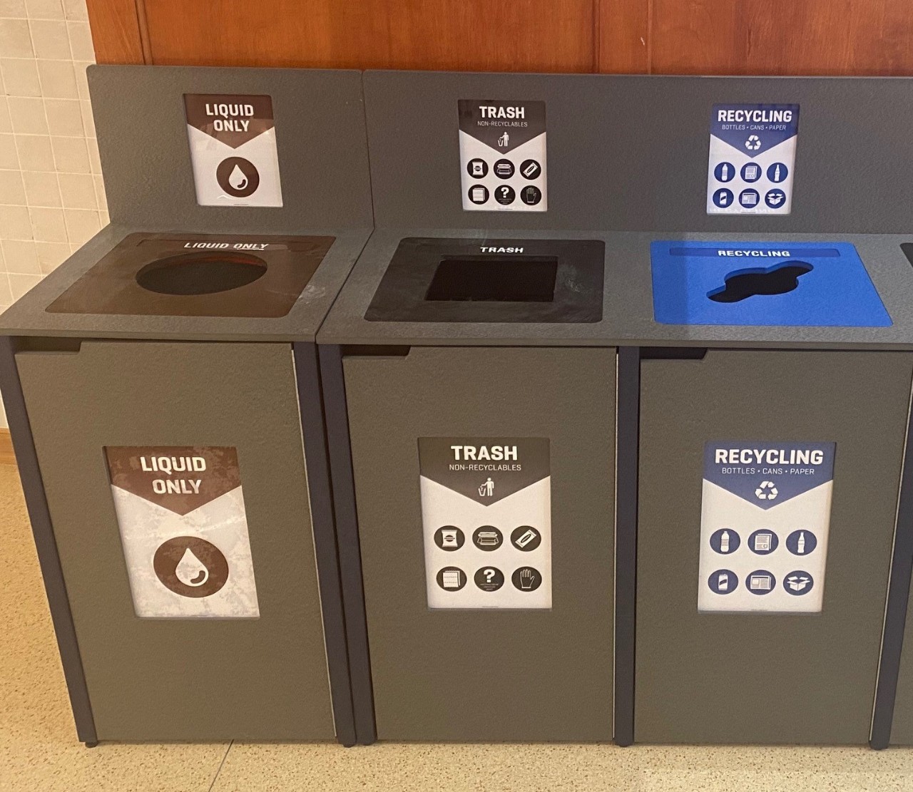 Liquid Waste bin example from Bartley Hall