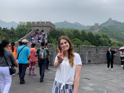 Julie Enos China Nursing student on Great Wall of China
