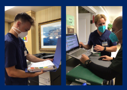 Daniel Wala (left) and Dan Dougherty were summer GIG externs caring for older adults with Generations Health Canyon Oaks in Los Angeles in summer 2022.