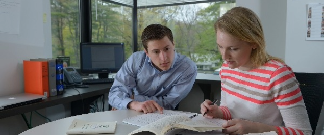 Image of a Villanova students member providing working together.