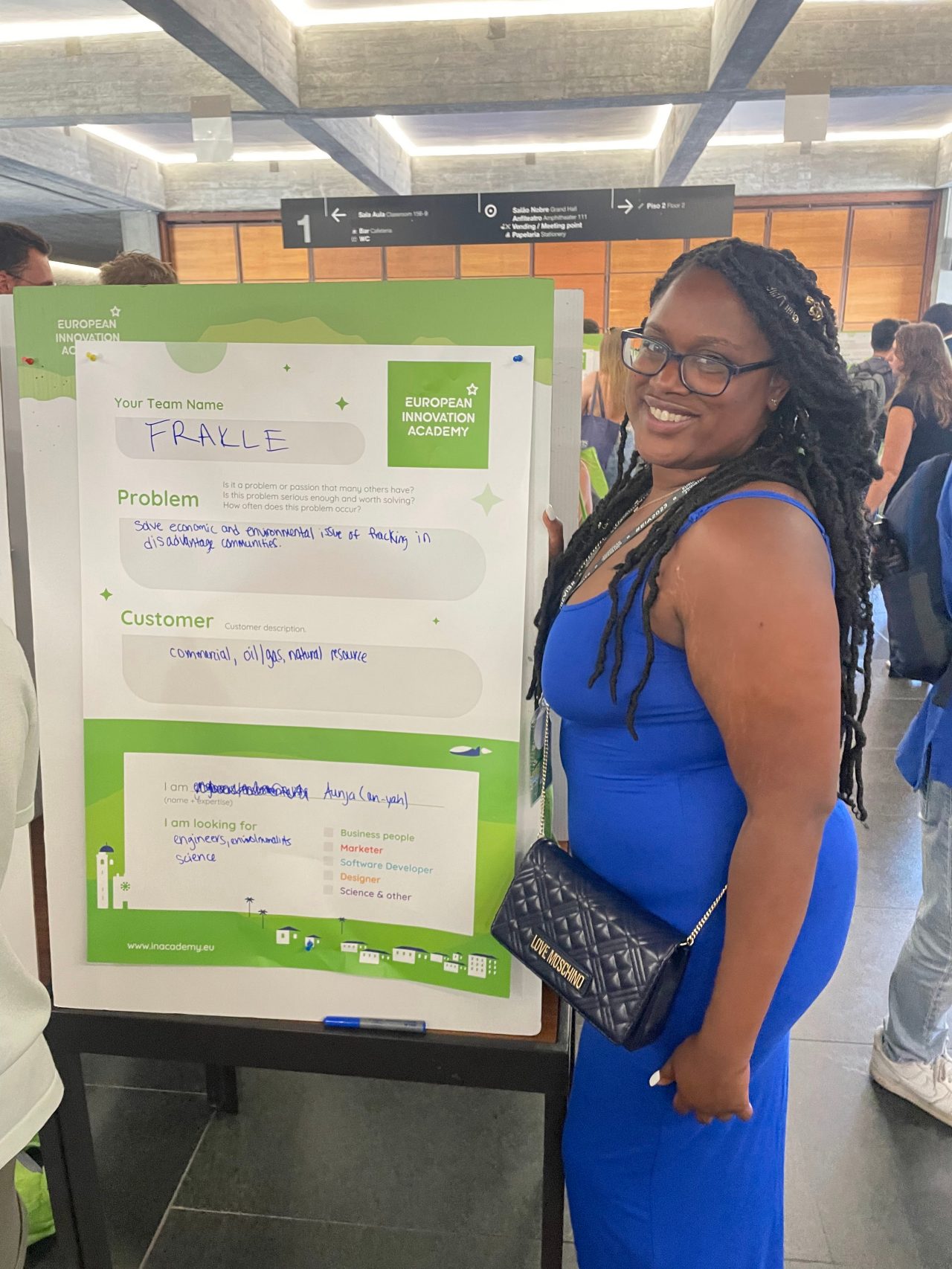 Villanova Student presents a poster at the European Innovation Academy in Porto Portugual