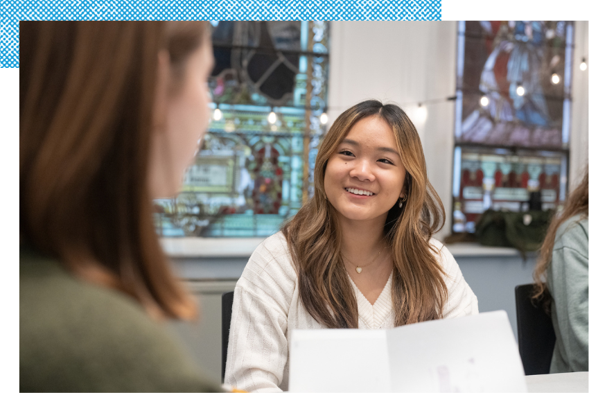 Student in a classroom discussion