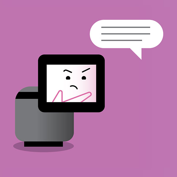 an illustration depicts Alexa thinking over a query
