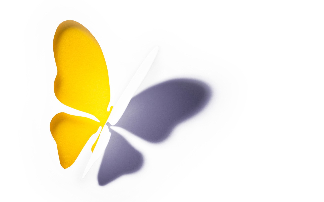 Cut-out paper yellow butterfly.